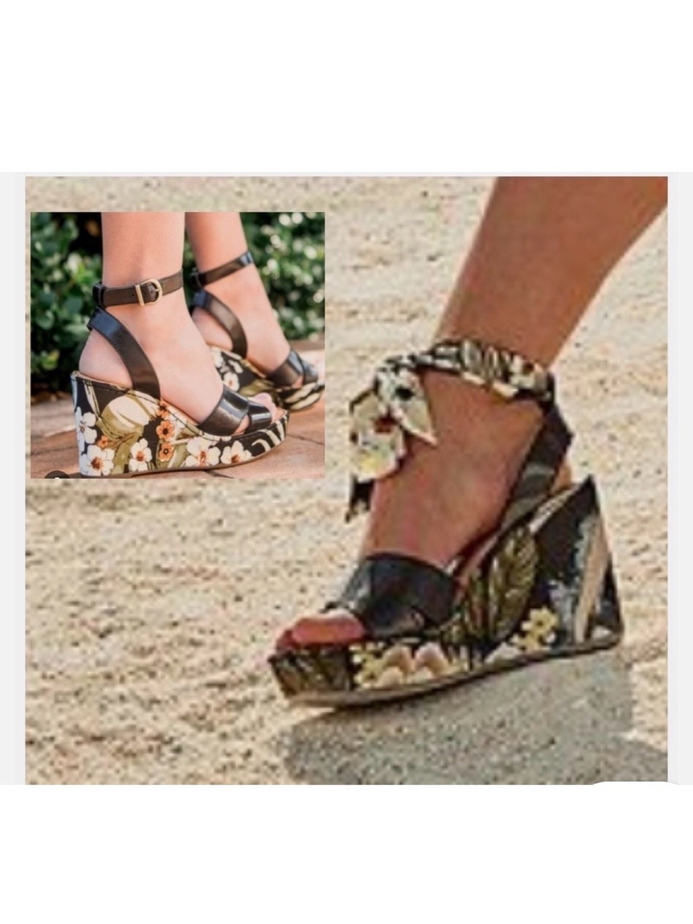 Born Salton Floral Wedge Sandals with changeable ankle straps - Picture 10 of 10